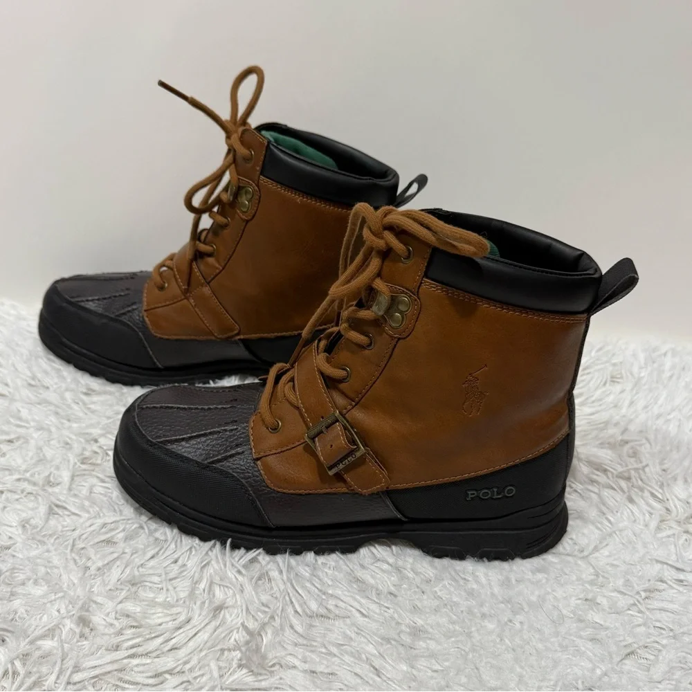 Polo Ralph Lauren Men's Brown and Black Rain Boots Size 7
